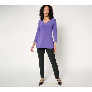 Attitudes by Renee Petite Knit Top Pant Set Size Large Grape Crush Purple Black